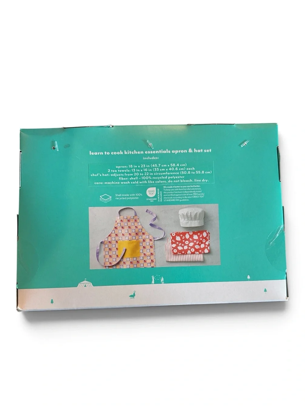 Pillowfort Kids Apron & Hat Set - Teal, White, Yellow, Pink